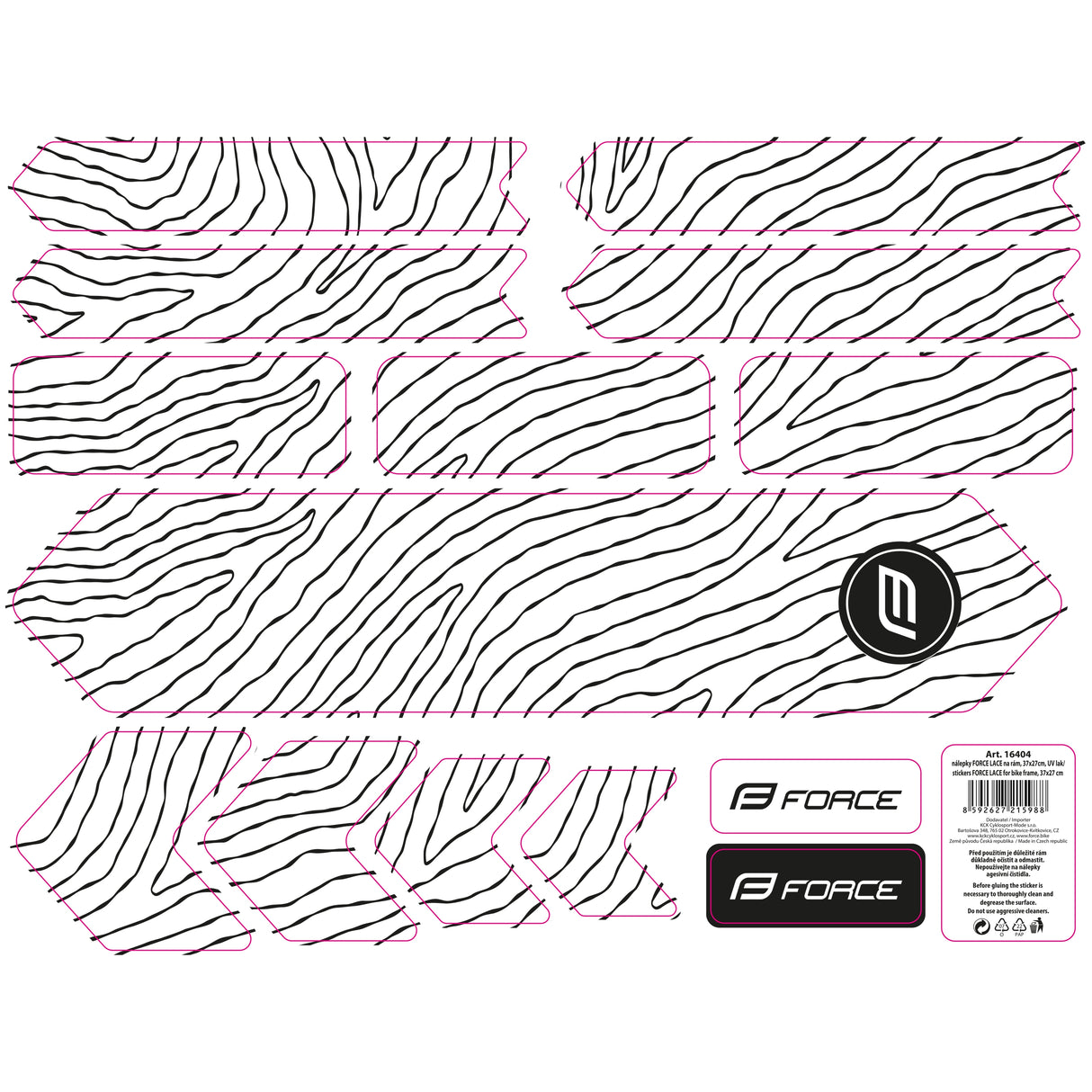 FORCE stickers LACE for bike frame, 37x27 cm
