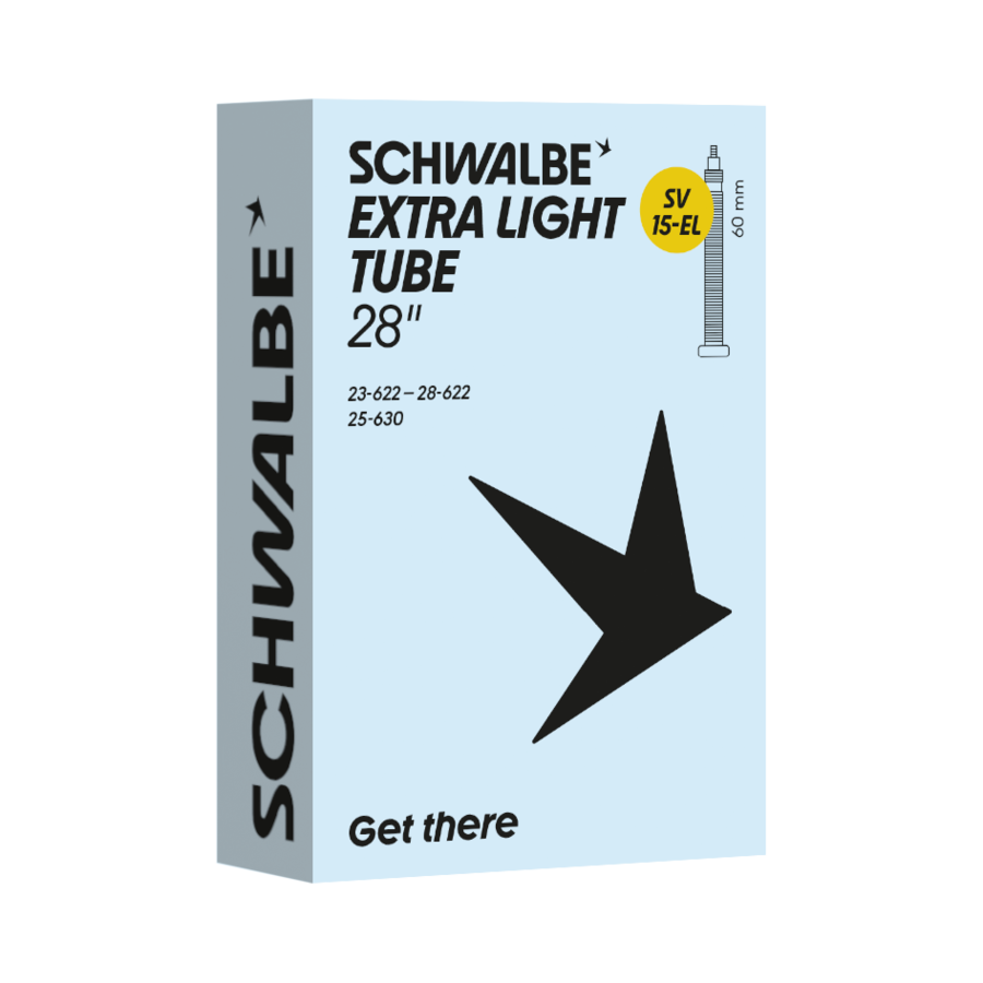SCHWALBE EXTRA LIGHT TUBE 15-EL (28") black 60mm Presta