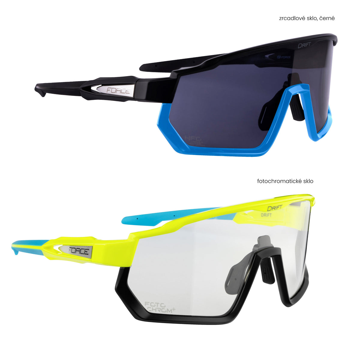 FORCE glasses DRIFT 1x fluo+1x black,photo+blk SET