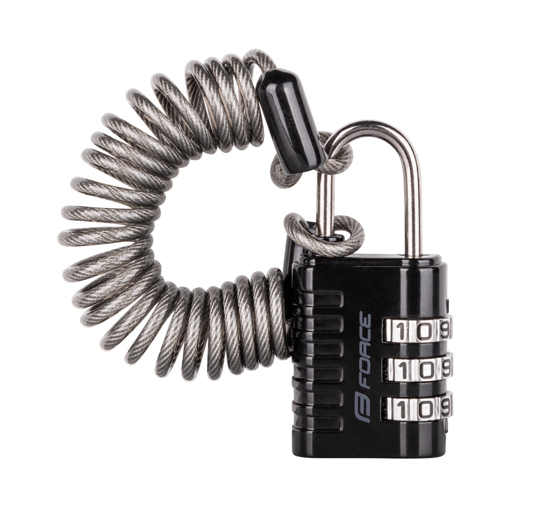 FORCE lock F SMALL 2 spiral code 120cm/3mm, black