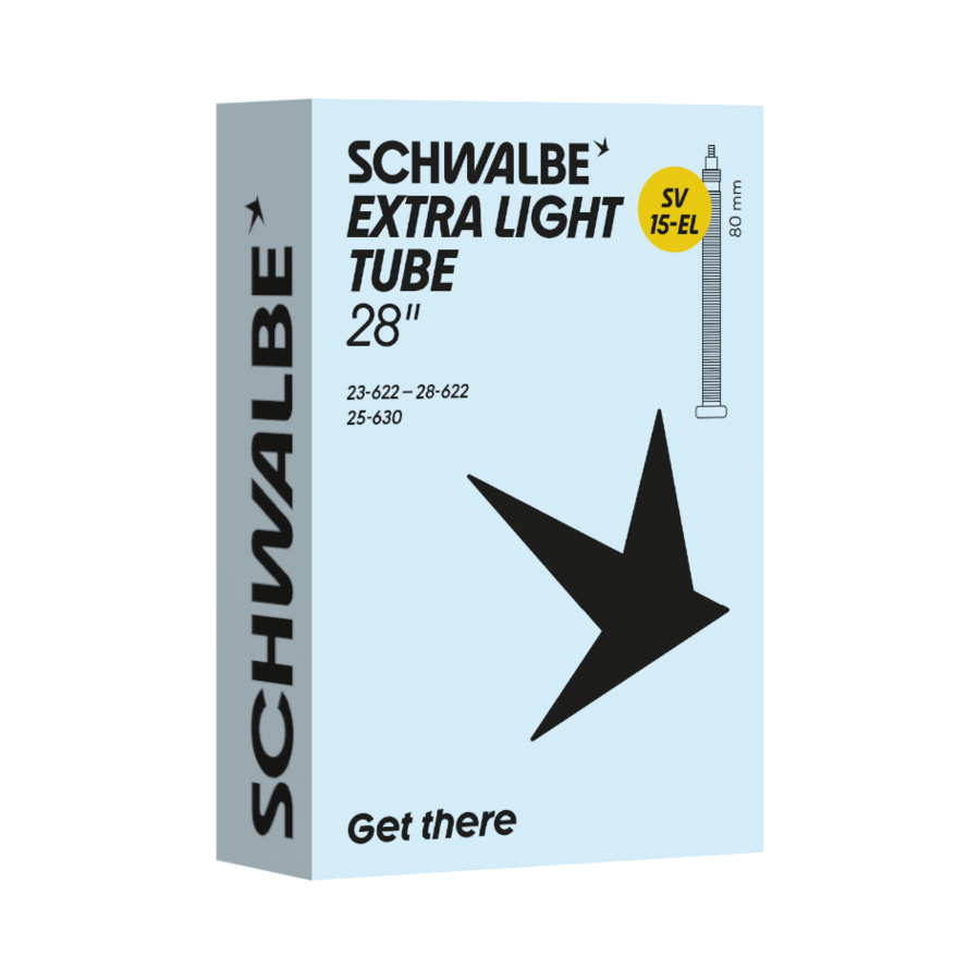 SCHWALBE EXTRA LIGHT TUBE 15-EL (28") black 80mm Presta