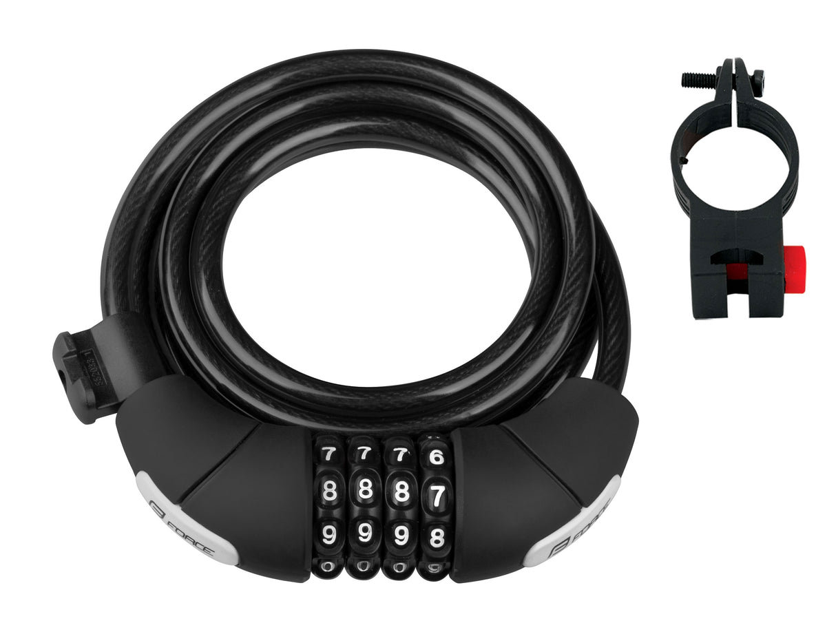 FORCE lock F LUX spiral code with holder 180cm/8mm,black
