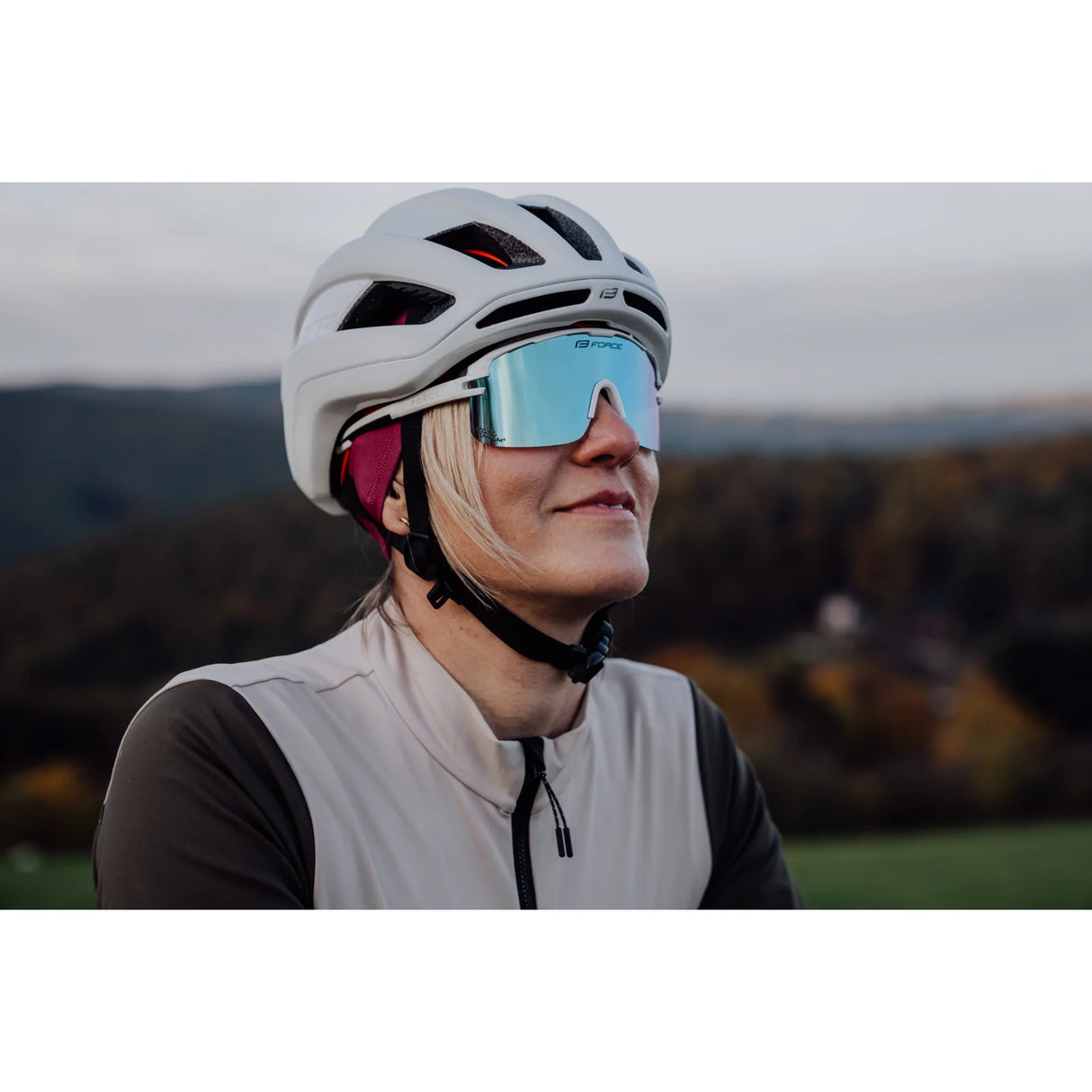 FORCE EPIC Cycling Sunglasses White Blue Photochromic