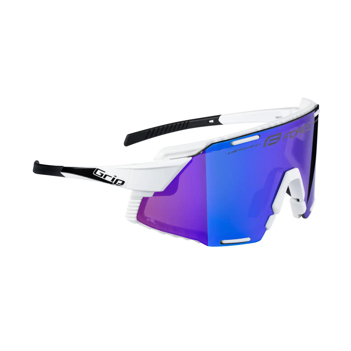 FORCE GRIP Cycling Sunglasses White Blue Revo Lens