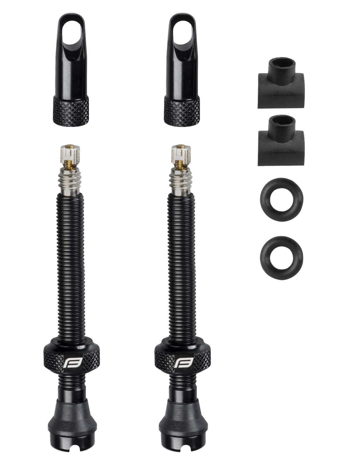 FORCE valve set for tubeless 2xFV 60mm,black