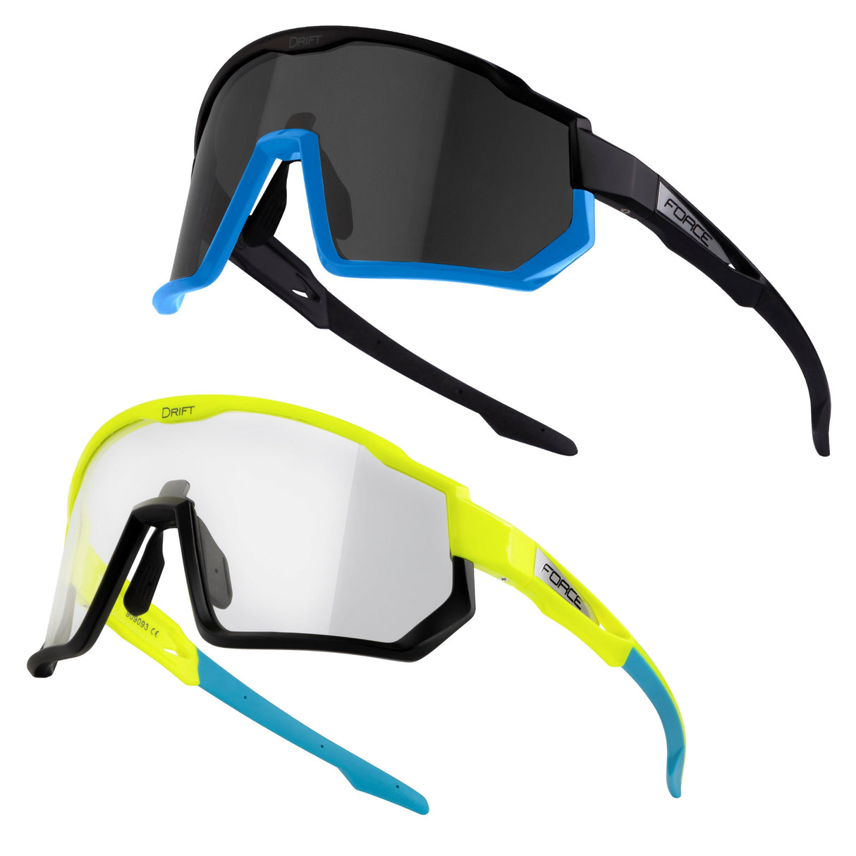 FORCE DRIFT Cycling Sunglasses Set Fluo Black Photochromic