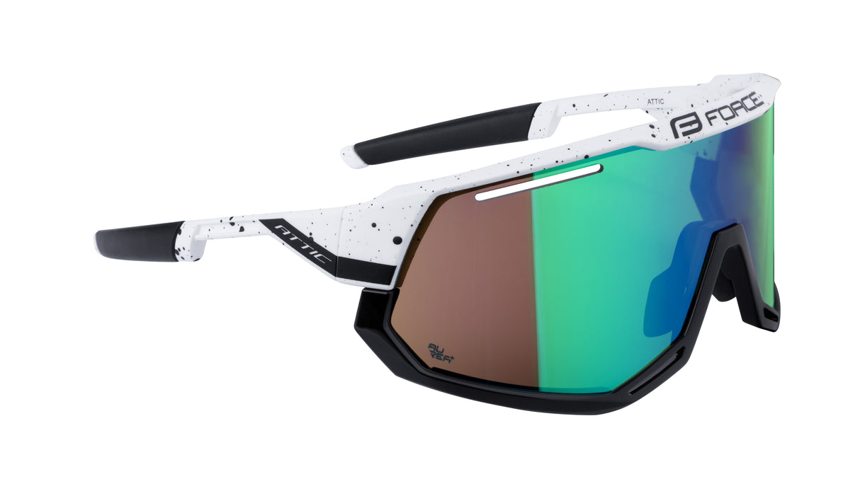 FORCE ATTIC Cycling Sunglasses White Black Green Lens
