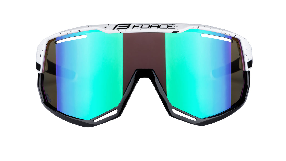 FORCE ATTIC Cycling Sunglasses White Black Green Lens