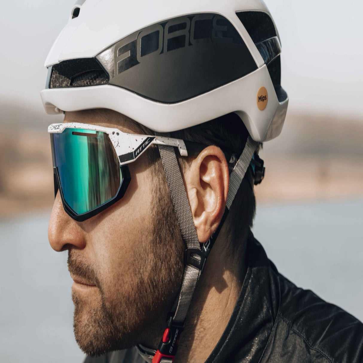 FORCE sunglasses  ATTIC, white-blk,green contrast. lens