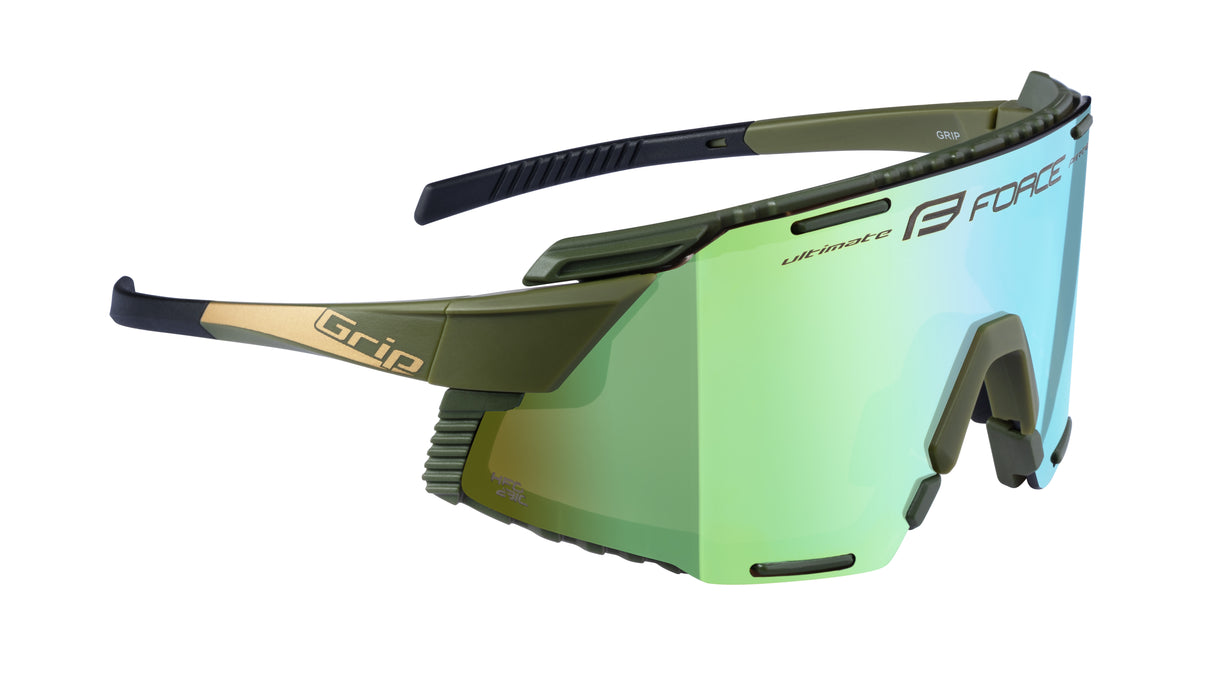 FORCE GRIP Cycling Sunglasses Army Gold Gold Revo Lens