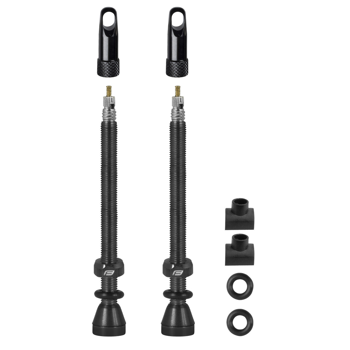 FORCE valve set for tubeless 2xFV 80 mm, black