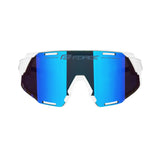 FORCE GRIP Cycling Sunglasses White Blue Revo Lens