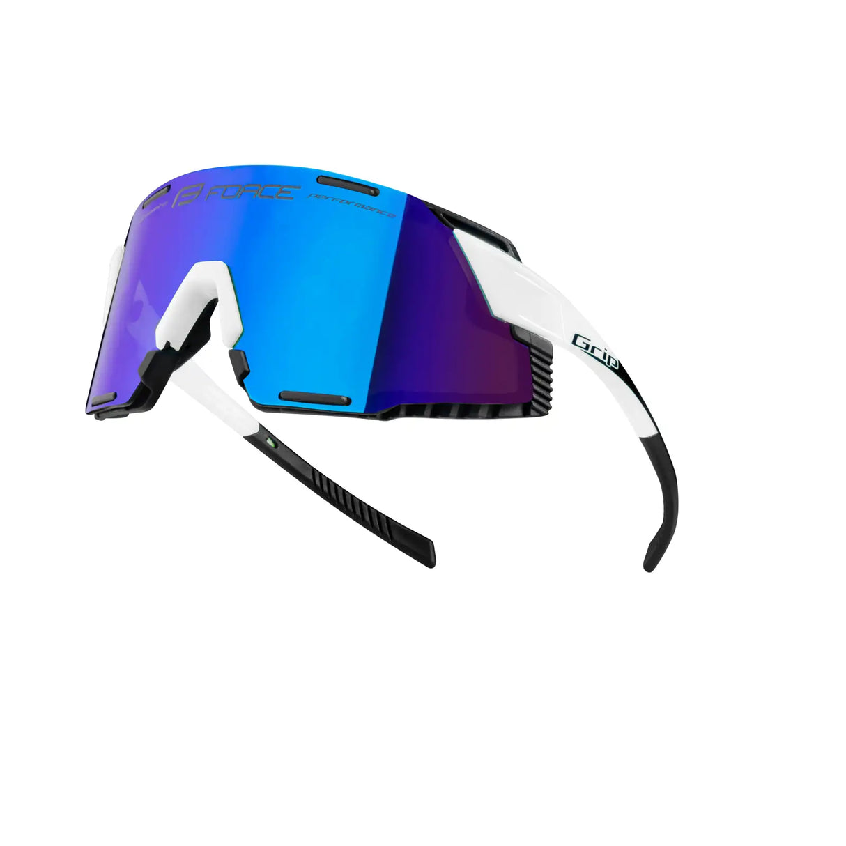 FORCE GRIP Cycling Sunglasses White Blue Revo Lens