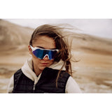 FORCE GRIP Cycling Sunglasses White Blue Revo Lens