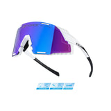 FORCE GRIP Cycling Sunglasses White Blue Revo Lens